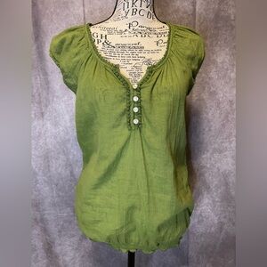 Old Navy Casual Green Button-Front Detail Women's Top